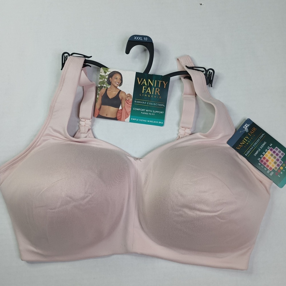 NEW Vanity Fair Radiant Simple Sizing Wireless Bra Women's Size 3XL‎ Sheer Qurtz